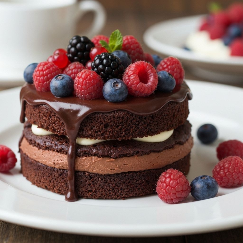 Schokoladen-Dessert mit Beeren